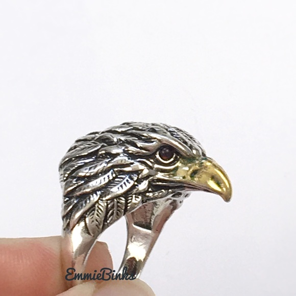 New Vintage Style Etched Eagle Bird Statement Ring / War Eagle Fan - Picture 1 of 10
